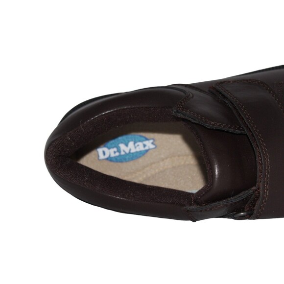 Dr Max Comfort Loafers Hook & Loop Round Toe Brown Leather Men's Size 10 - Picture 7 of 9